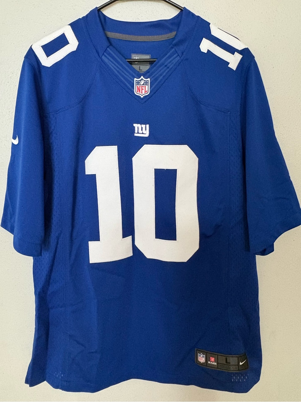 NFL Blue On-Field Jersey Large with NFL Shield and Nike Swoosh